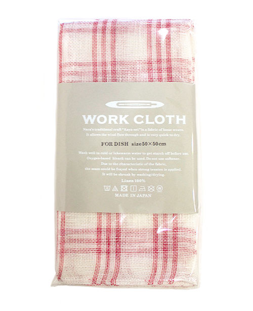 中川政七商店　麻ふきん　ワーククロス（WORKCLOTRH）　FOR DISH チェック/赤