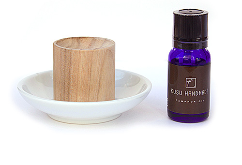 KUSU HANDMADE くすのきアロマギフトセット(くすのきアロマディッシュ+受け皿+カンフルオイル )