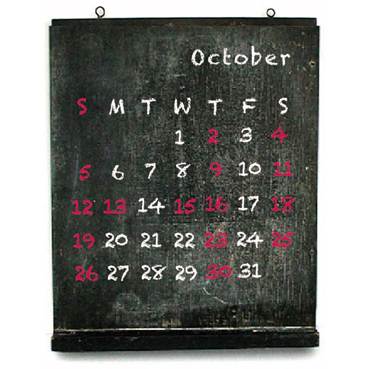 10月の営業予定